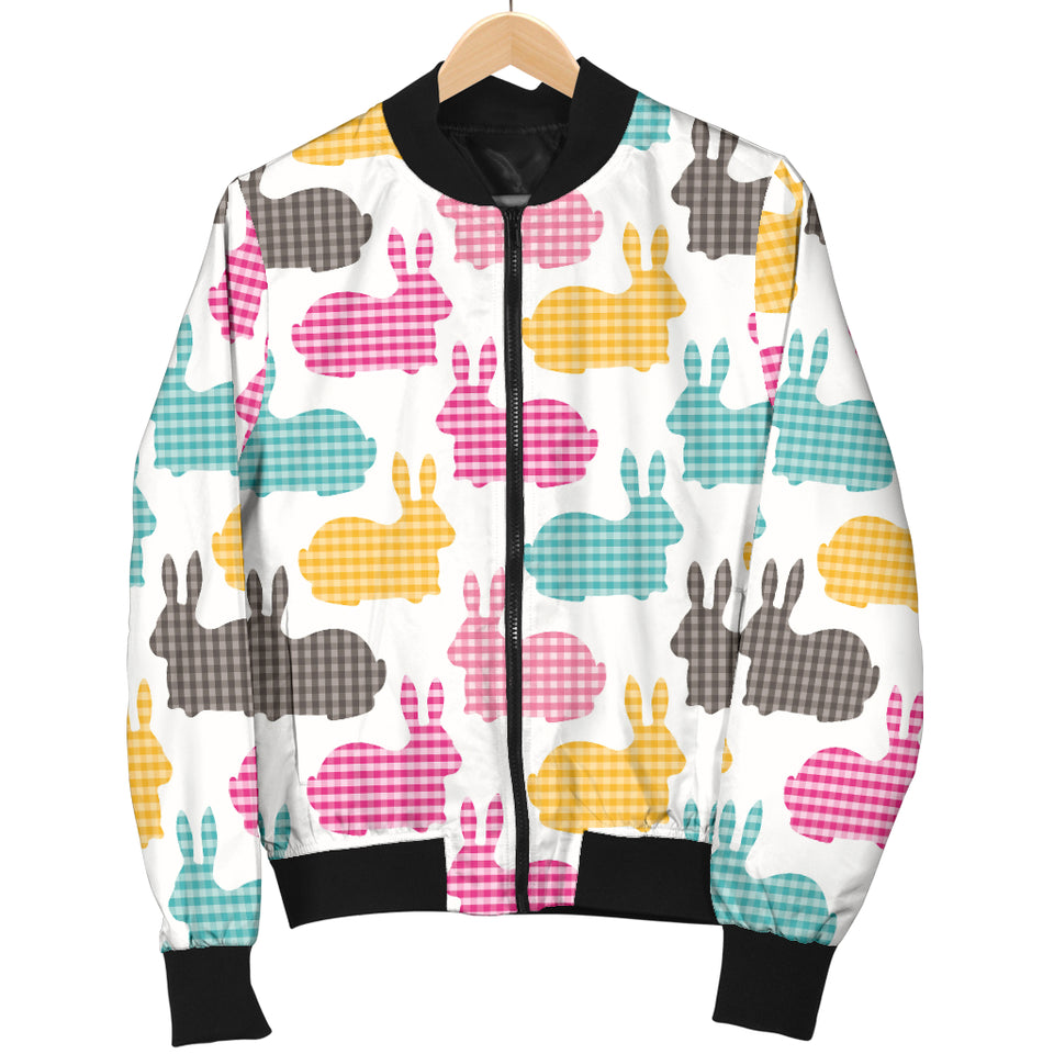 Colorful Rabbit Pattern Women Bomber Jacket