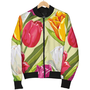 Colorful Tulip Pattern Men Bomber Jacket