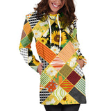 Sunflower Pattern Women Hoodie Dress