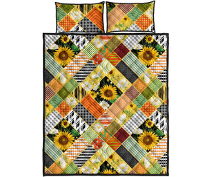 Sunflower Pattern Quilt Bed Set