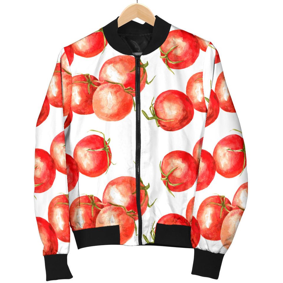 Tomato Water Color Pattern Women Bomber Jacket