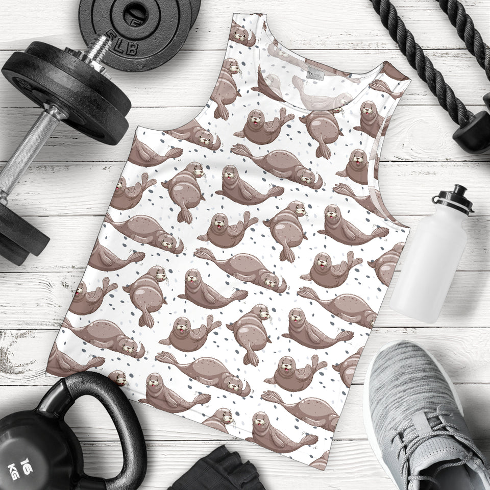 Sea Lion Pattern Background Men Tank Top