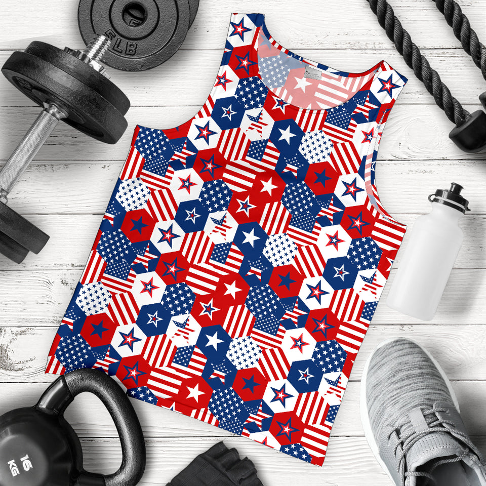 USA Star Hexagon Pattern Men Tank Top