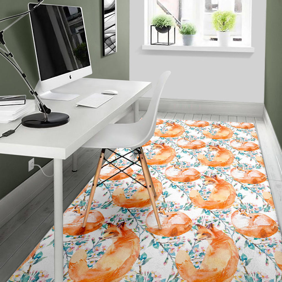 Fox Water Color Pattern Area Rug