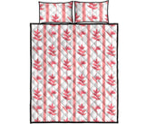 Heliconia Pink White Pattern Quilt Bed Set