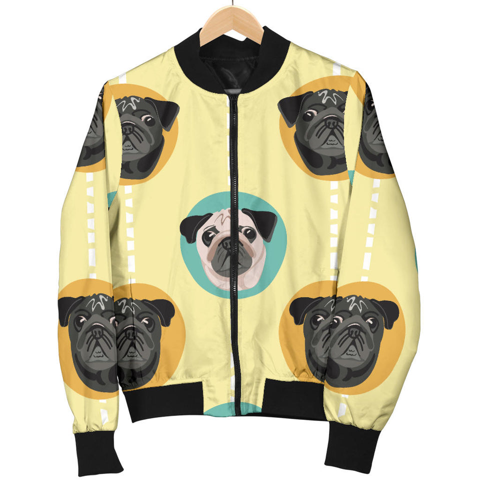 Pug Head Pattern Men Bomber Jacket