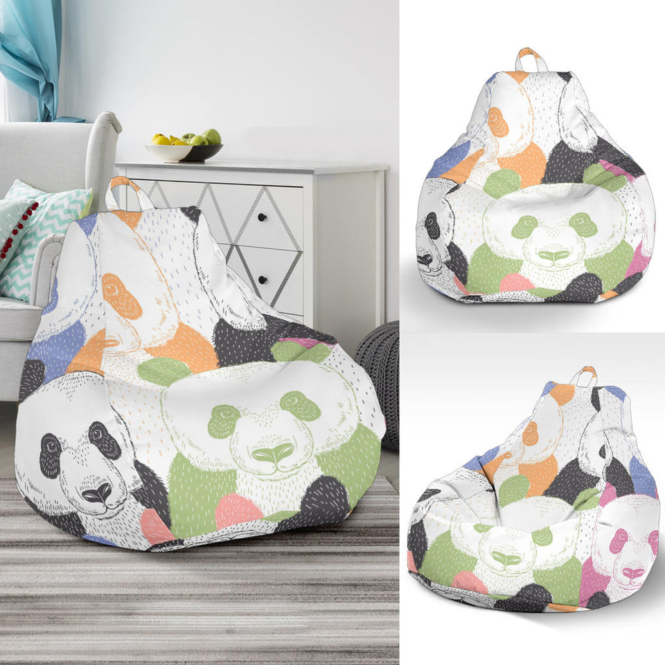 Colorful Panda Pattern Bean Bag Cover