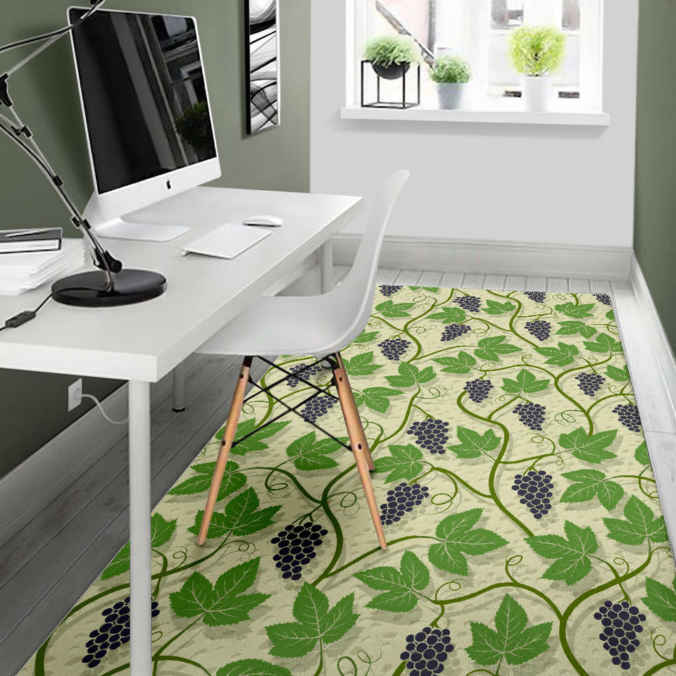 Grape Leaves Pattern Area Rug