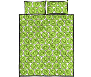 Sliced Kiwi Pattern Background Quilt Bed Set