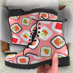 Sushi Roll Pattern Leather Boots