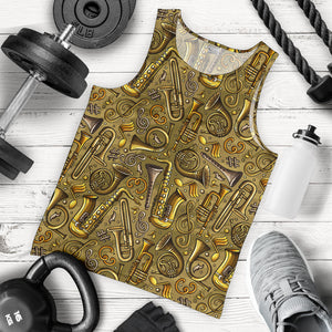 Saxophone Gold Pattern Men Tank Top