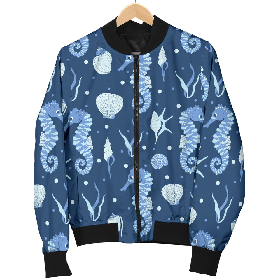 Seahorse Shell Pattern Men Bomber Jacket