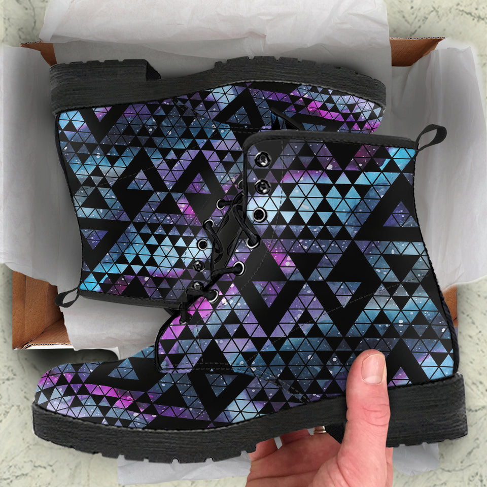 Space Galaxy Tribal Pattern Leather Boots