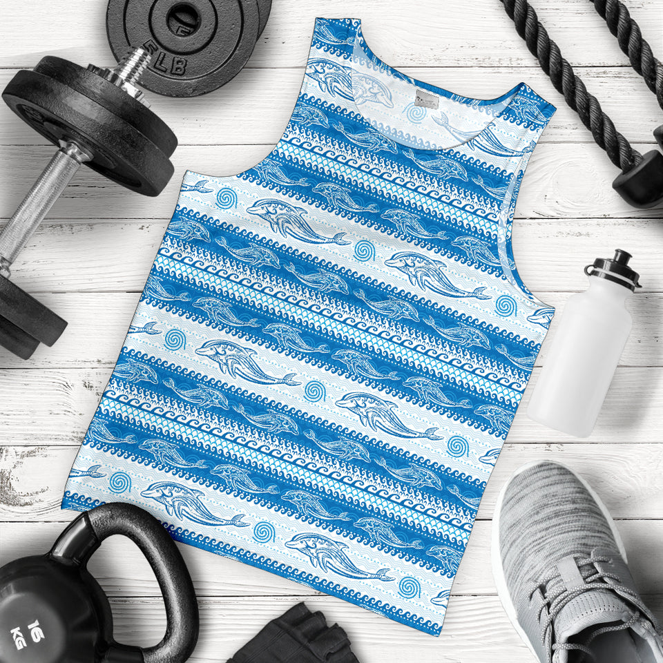 Dolphin Tribal Pattern background Men Tank Top