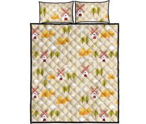 Windmill Pattern Quilt Bed Set