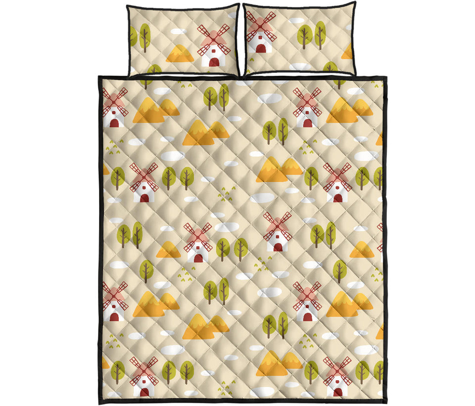 Windmill Pattern Quilt Bed Set