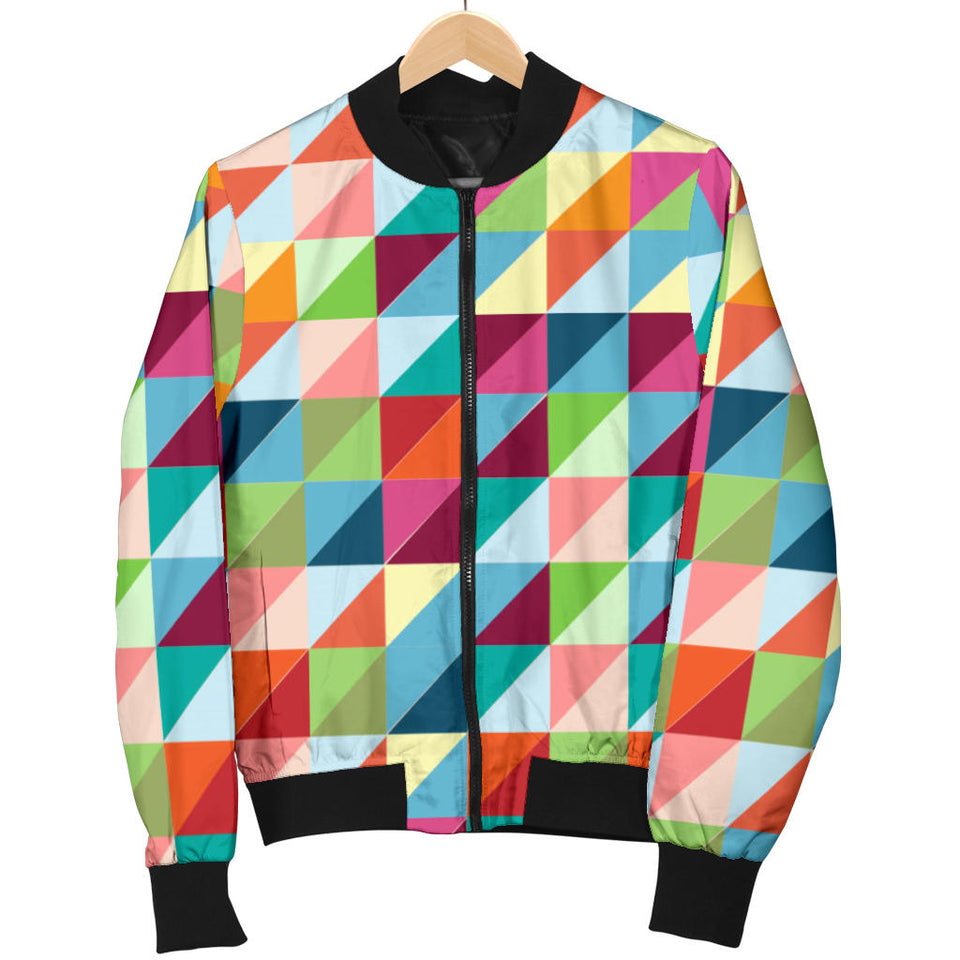 Rainbow Geometric Pattern Men Bomber Jacket