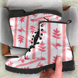 Heliconia Pink White Pattern Leather Boots