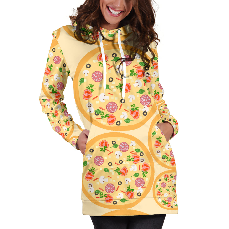 Pizza Theme Pattern Women Hoodie Dress