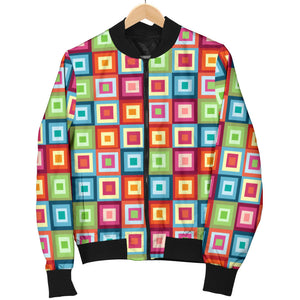 Rainbow Rectancular Pattern Men Bomber Jacket