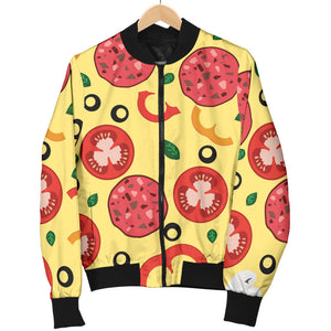 Pizza Tomato Salami Texture Pattern Men Bomber Jacket