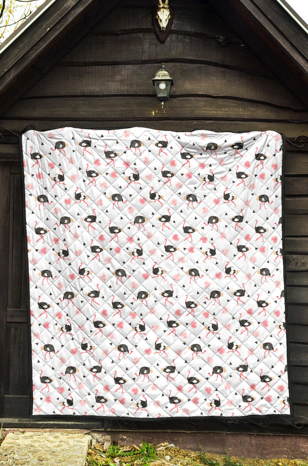 Ostrich Pattern Print Design 03 Premium Quilt