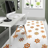 Nautical Steering Wheel Rudder Wooden Pattern Area Rug