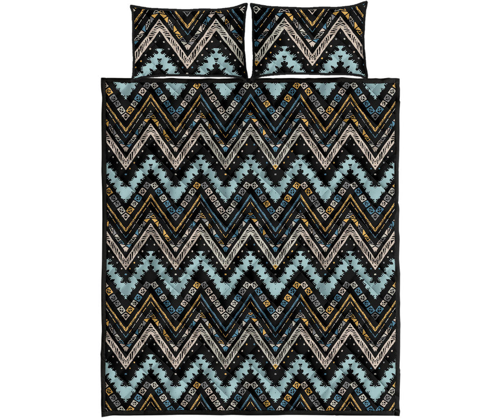 Zigzag Chevron African Afro Dashiki Adinkra Kente Quilt Bed Set