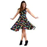 Skate Board Pattern Print Design 02 Sleeveless Midi Dress