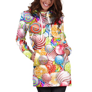 Candy Lollipop Pattern Women Hoodie Dress