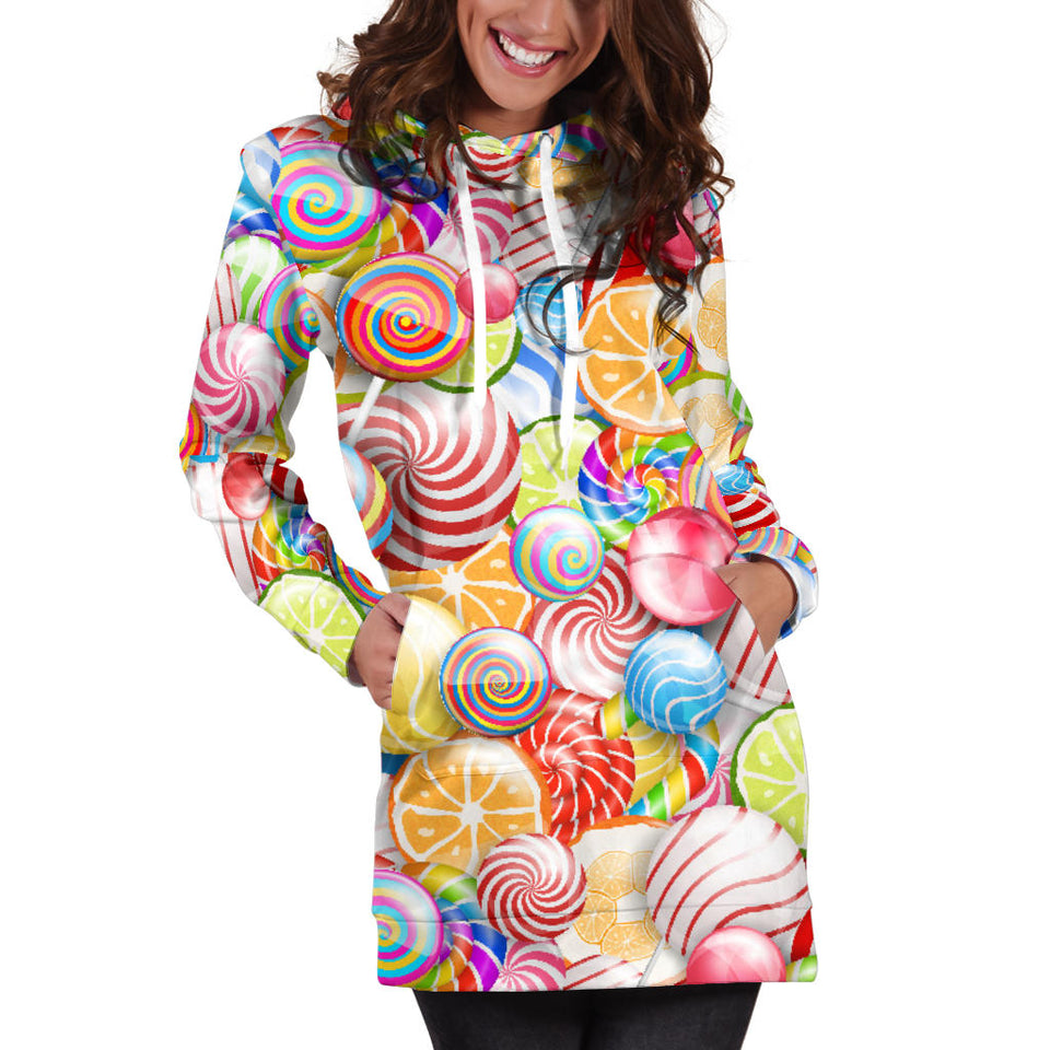 Candy Lollipop Pattern Women Hoodie Dress