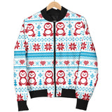 Penguin Sweater Printed Pattern Men Bomber Jacket