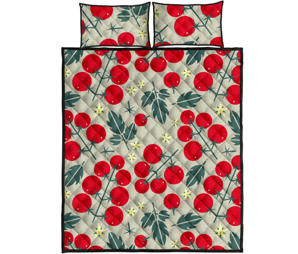 Hand Drawn Tomato Pattern Quilt Bed Set