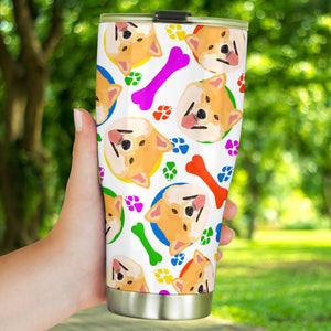 Shiba Inu Paw Bone Pattern Tumbler