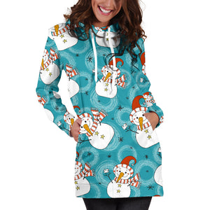 Snowman Chirstmas Pattern Women Hoodie Dress