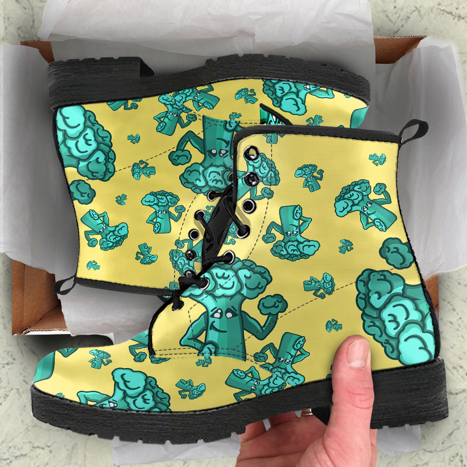 Cute Broccoli Pattern Leather Boots