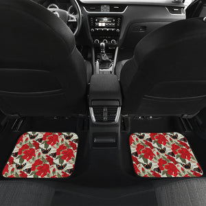 Hibiscus Pattern Print Design 04 Front and Back Car Mats