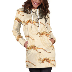 Kangaroo Aboriginal Pattern Background Women Hoodie Dress