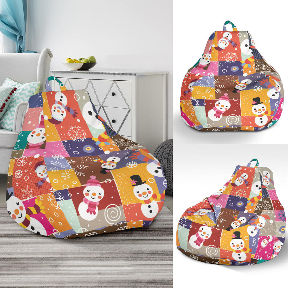 Snowman Colorful Theme Pattern Bean Bag Cover