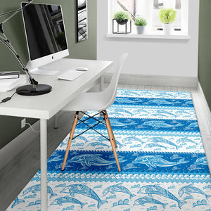 Dolphin Tribal Pattern Ethnic Motifs Area Rug