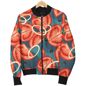 Tomato Pattern Background Women Bomber Jacket