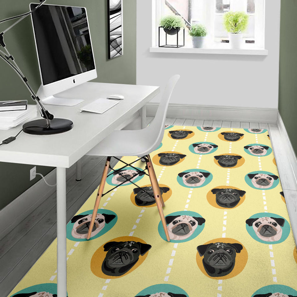 Pug Head Pattern Area Rug