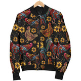 Rooster Chicken Flower Pattern Men Bomber Jacket