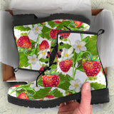 Strawberry Pattern Leather Boots