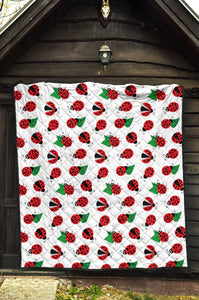 Ladybug Pattern Print Design 01 Premium Quilt