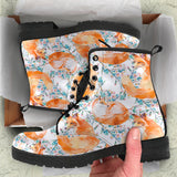 Fox Water Color Pattern Leather Boots