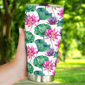 Pink Lotus Waterlily Pattern Tumbler