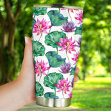 Pink Lotus Waterlily Pattern Tumbler