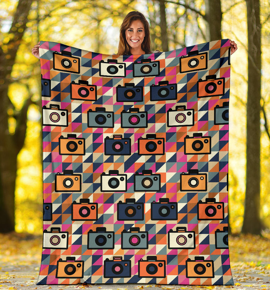 Camera Pattern Print Design 01 Premium Blanket