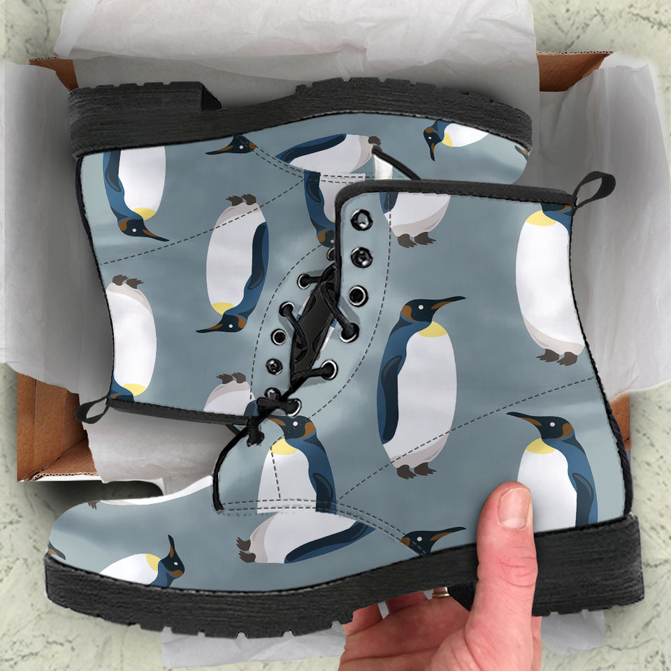 Penguin Pattern Theme Leather Boots